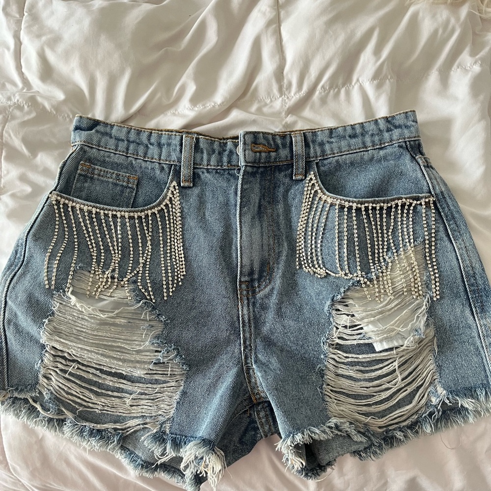 Vici dolls high waisted rhinestone shorts